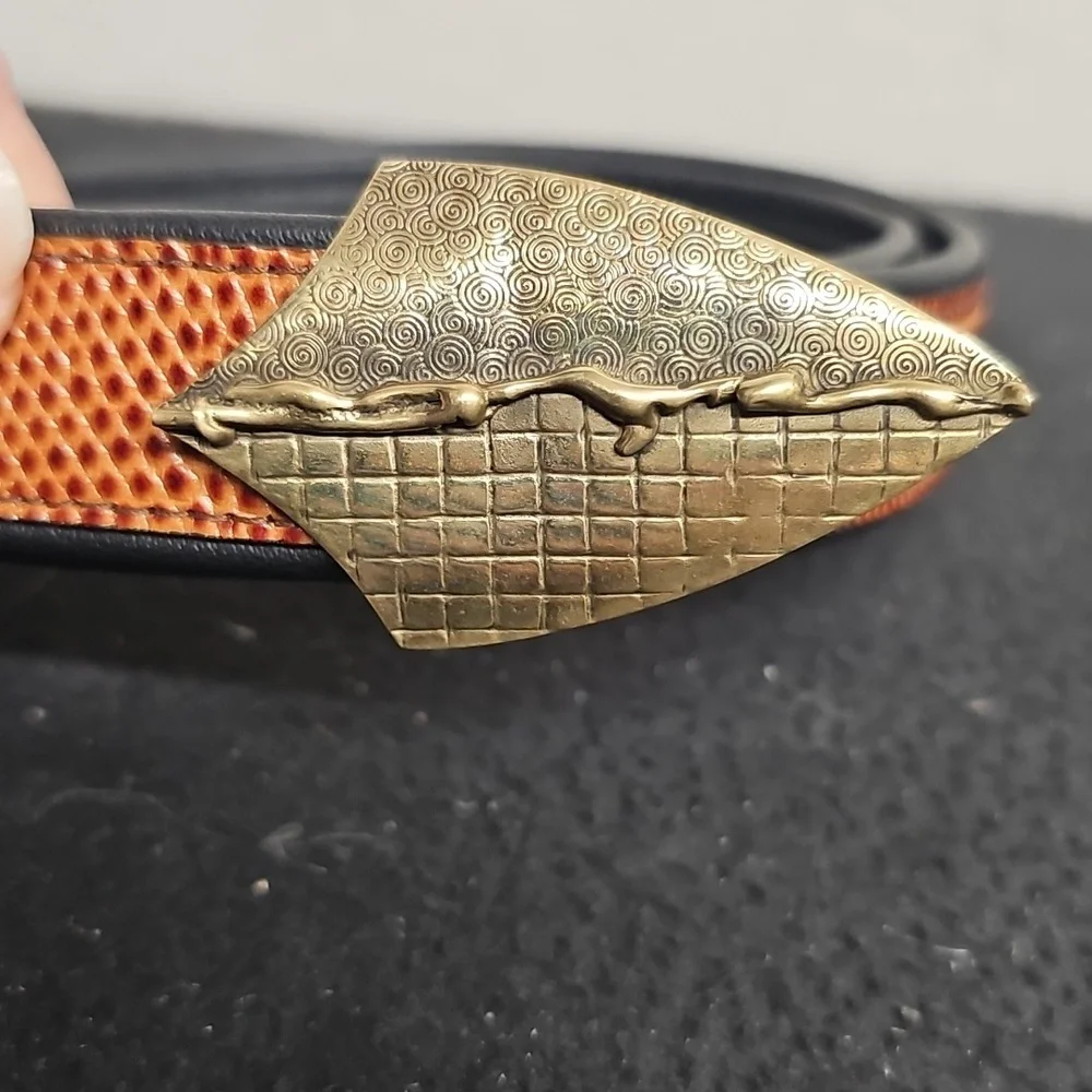 QUIN BRONZE BUCKLE CROC EMBOSSED BELT BFPM-02-044